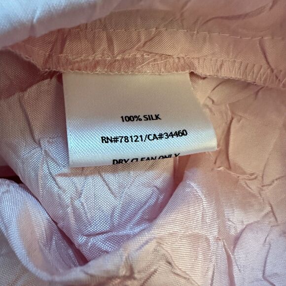 Eileen Fisher Pale Pastel Pink Crushed Silk Button Up Dapioni Blouse NWT Size M - Picture 4 of 8